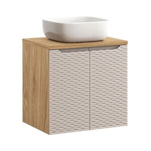 Imagine Set mobiler baie, dulap cu lavoar, 60 cm D Un Smile, Ocean Beige, Comad, MDF/PAL laminat, stejar