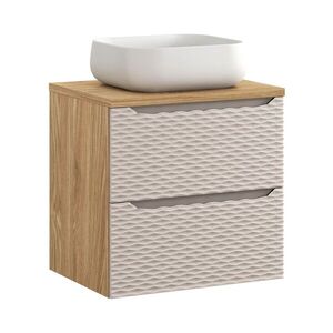 Imagine Set mobiler baie, dulap cu lavoar, 60 cm S Un Nika, Ocean Beige, Comad, MDF/PAL laminat, stejar