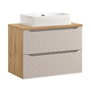 Imagine Set mobiler baie, dulap cu lavoar, 80 cm S Un Trust , Ocean Beige, Comad, MDF/PAL laminat, stejar