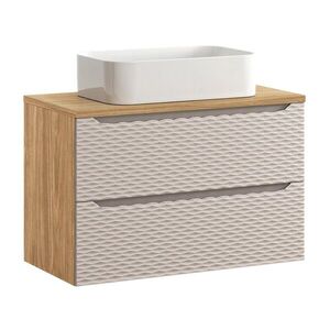 Imagine Set mobiler baie, dulap cu lavoar, 90 cm S Un Kati, Ocean Beige, Comad, MDF/PAL laminat, stejar