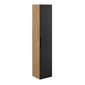 Imagine Dulap inalt cu usa, cu fixare pe perete, Ocean Black, Comad, 35x33x170 cm, MDF/PAL laminat, negru mat/stejar
