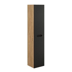 Imagine Dulap inalt cu usi, cu fixare pe perete, Ocean Black, Comad, 35x33x170 cm, MDF/PAL laminat, negru mat/stejar
