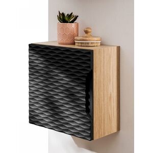 Imagine Dulap suspendat cu 1 usa, Ocean Black, Comad, 35x19x35 cm, MDF/PAL laminat, negru mat/stejar
