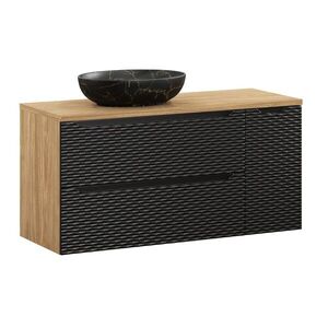 Imagine Set mobilier baie, dulap dublu cu lavoar, 120 cm Mona, Ocean Black, Comad, MDF/PAL laminat, negru mat/stejar