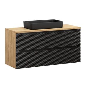 Imagine Set mobiler baie, dulap cu lavoar, 120 cm Slim, Ocean Black, Comad, MDF/PAL laminat, negru mat/stejar