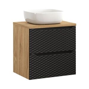 Imagine Set mobiler baie, dulap cu lavoar, 60 cm, Ocean Black, Comad, MDF/PAL laminat, negru mat/stejar