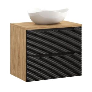Imagine Set mobiler baie, dulap cu lavoar, 70 cm S Cloud, Ocean Black, Comad, MDF/PAL laminat, negru mat/stejar