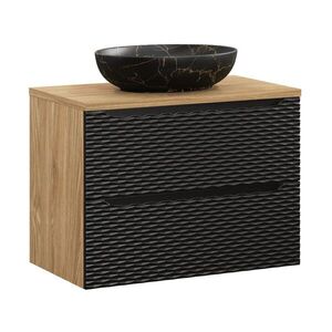 Imagine Set mobiler baie, dulap cu lavoar, 80 cm Mona, Ocean Black, Comad, MDF/PAL laminat, negru mat/stejar