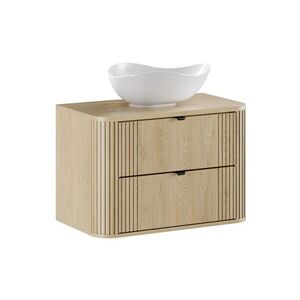 Imagine Set mobiler baie, dulap cu lavoar, 80 cm Cloud, Ovalia Cremona, Comad, MDF/PAL laminat, stejar cremona