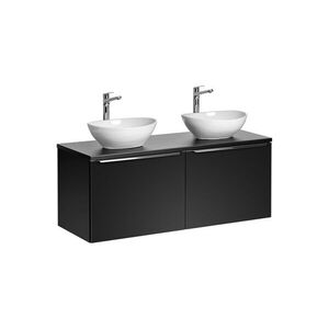 Imagine Set mobilier baie, dulap dublu si 2 lavoare, 120 cm Lola, Santa Fe Black, Comad, MDF/PAL laminat, negru mat