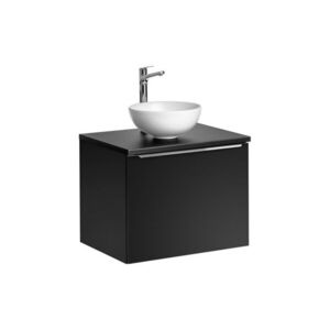 Imagine Set mobilier baie, dulap cu lavoar, 60 cm Domi, Santa Fe Black, Comad, MDF/PAL laminat, negru mat