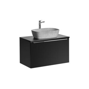 Imagine Set mobiler baie, dulap cu lavoar, 80 cm Anna, Santa Fe Black, Comad, MDF/PAL laminat, negru mat
