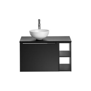 Imagine Set mobiler baie, dulap cu lavoar, 80 cm Domi, Santa Fe Black, Comad, MDF/PAL laminat, negru mat