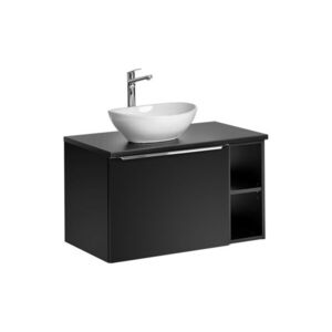 Imagine Set mobiler baie, dulap cu lavoar, 80 cm Lola, Santa Fe Black, Comad, MDF/PAL laminat, negru mat