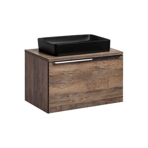 Imagine Set mobiler baie, dulap cu lavoar, 80 cm, Santa Fe Oak Black, Comad, PAL laminat, stejar santa fe vintage