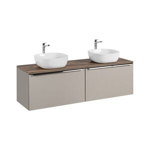Imagine Set mobilier baie, dulap dublu si 2 lavoare, 160 cm, Santa Fe Taupe, Comad, MDF/PAL laminat, gri/stejar santa fe vintage