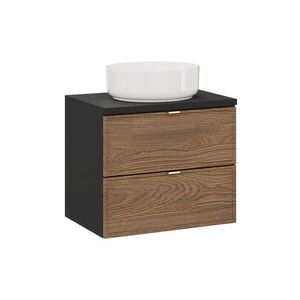 Imagine Set mobiler baie, dulap cu lavoar, 60 cm, Talia Casella Black, Comad, MDF/PAL laminat, stejar casella/negru mat