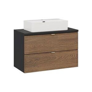 Imagine Set mobiler baie, dulap cu lavoar, 80 cm Trust, Talia Casella Black, Comad, MDF/PAL laminat, stejar casella/negru mat