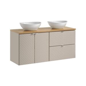 Imagine Set mobilier baie, dulap dublu si 2 lavoare, 120 cm D S Un Lola, Viva Cashmere Oak, Comad, MDF/PAL laminat, casmir mat