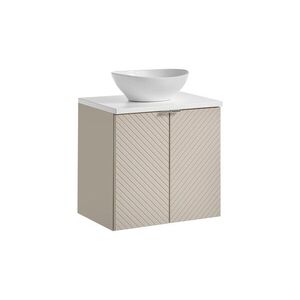 Imagine Set mobiler baie, dulap cu lavoar, 60 cm D Un Domi, Viva Cashmere White, Comad, MDF/PAL laminat, casmir mat