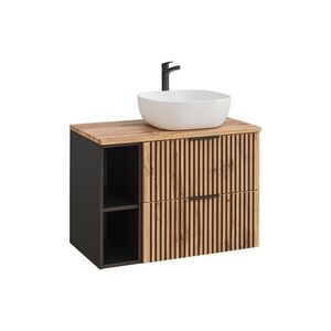 Imagine Set mobiler baie, dulap cu lavoar, 80 cm, Xilo Black, Comad, MDF/PAL laminat, gri piatra