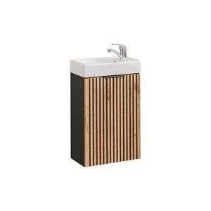Imagine Set dulap de baie cu lavoar, 40 cm Vedea, Xilo, Comad, MDF/PAL laminat, stejar wotan/ gri piatra