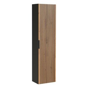 Imagine Dulap inalt cu usa, cu fixare pe perete, Xilo Black, Comad, 35x25x140 cm, MDF/PAL laminat, stejar wotan/gri piatra