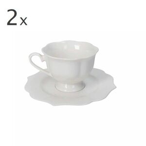 Imagine Set 2 cesti cu farfurie pentru ceai, Queen, Brandani, 15.5x6.5 cm, portelan New Bone China