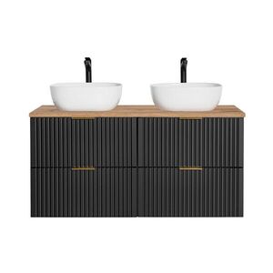 Imagine Set mobilier baie, dulap dublu si 2 lavoare, 120 cm Wotan Un 6252, Adel Black, Comad, MDF/PAL laminat, negru mat