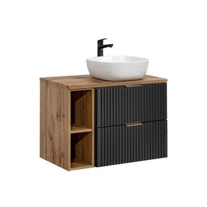 Imagine Set mobilier baie, dulap cu lavoar, 80 cm Wotan 81-01, Adel Black, Comad, MDF/PAL laminat, negru mat