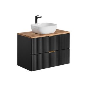 Imagine Set mobilier baie, dulap cu lavoar, 80 cm Wotan Un 6252, Adel Black, Comad, MDF/PAL laminat, negru mat