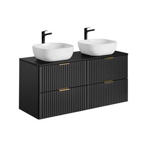 Imagine Set mobilier baie, dulap dublu si 2 lavoare, 120 cm Smile, Adel Black, Comad, MDF/PAL laminat, negru mat