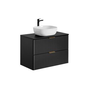 Imagine Set mobilier baie, dulap cu lavoar, 80 cm Smile, Adel Black, Comad, MDF/PAL laminat, negru mat