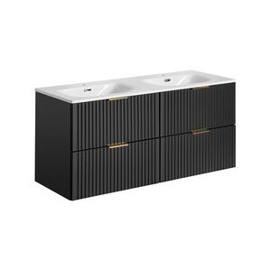 Imagine Set dulap de baie cu lavoar dublu si sifon, 120 cm Sky, Adel Black, Comad, MDF/PAL laminat, negru mat