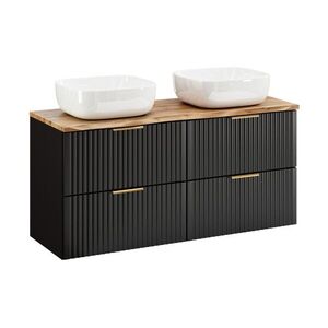 Imagine Set mobilier baie, dulap dublu si 2 lavoare, 120 cm Wotan, Adel Black, Comad, MDF/PAL laminat, negru mat