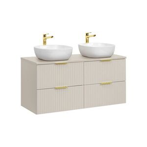 Imagine Set mobilier baie, dulap dublu si 2 lavoare, 120 cm Smile, Adel Cashmere, Comad, MDF/PAL laminat, casmir mat