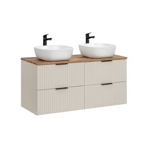 Imagine Set mobilier baie, dulap dublu si 2 lavoare, 120 cm Wotan Smile, Adel Cashmere, Comad, MDF/PAL laminat, casmir mat