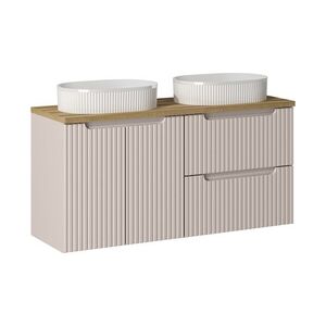 Imagine Set mobilier baie, dulap dublu si 2 lavoare, 120 cm D S Un Beyond, Nova Cashmere Oak, Comad, MDF/PAL laminat, casmir mat