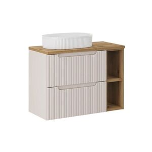 Imagine Set mobilier baie, dulap cu lavoar, 80 cm, Nova Cashmere Oak, Comad, MDF/PAL laminat, casmir mat