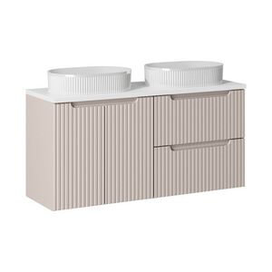 Imagine Set mobilier baie, dulap dublu si 2 lavoare, 120 cm, Nova Cashmere White, Comad, MDF/PAL laminat, casmir mat