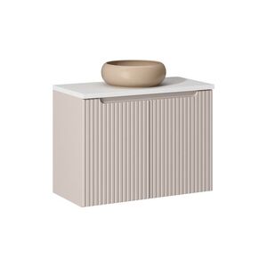 Imagine Set mobiler baie, dulap cu lavoar, 80 cm D Un Wik, Nova Cashmere White, Comad, MDF/PAL laminat, casmir mat