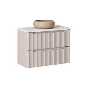 Imagine Set mobiler baie, dulap cu lavoar, 80 cm S Un Wik, Nova Cashmere White, Comad, MDF/PAL laminat, casmir mat