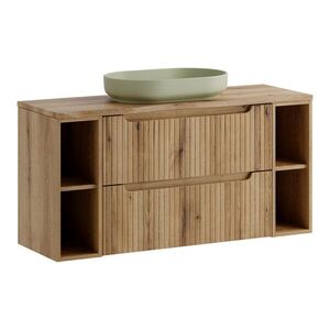 Imagine Set mobilier baie, dulap dublu cu lavoar, 120 cm, Nova Coast Evoke Oak, Comad, MDF/PAL laminat, stejar coast evoke