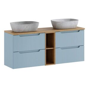 Imagine Set mobilier baie, dulap dublu si 2 lavoare, 140 cm, Nova Denim Oak, Comad, MDF/PAL laminat, stejar coast evoke