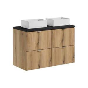 Imagine Set mobilier baie, dulap dublu si 2 lavoare, 100 cm S Un Gaja, Nova Oak Black, Comad, MDF/PAL laminat, stejar coast evoke