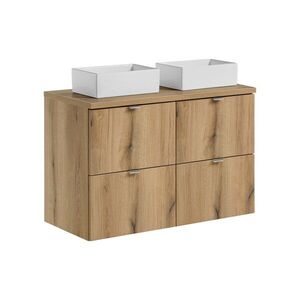 Imagine Set mobilier baie, dulap dublu si 2 lavoare, 100 cm S Un Gaja, Nova Oak, Comad, PAL laminat, stejar coast evoke