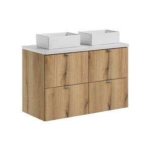 Imagine Set mobilier baie, dulap dublu si 2 lavoare, 100 cm S Un Gaja, Nova Oak White, Comad, MDF/PAL laminat, stejar coast evoke