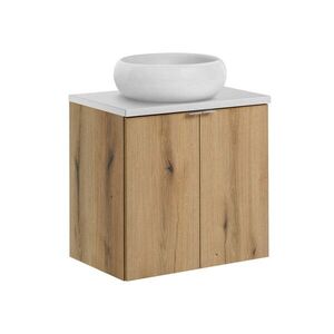 Imagine Set mobiler baie, dulap cu lavoar, 60 cm D Un Wik, Nova Oak White, Comad, MDF/PAL laminat, stejar coast evoke