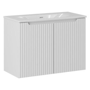 Imagine Set dulap de baie cu lavoar, 80 cm D Sky, Nova White, Comad, MDF/PAL laminat, alb mat