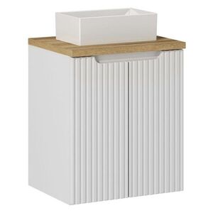 Imagine Set mobiler baie, dulap cu lavoar, 50 cm D Un Gaja, Nova White Oak, Comad, MDF/PAL laminat, alb mat